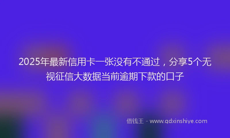 2025年最新信用卡一张没有不通过，分享5个无视征信大数据当前逾期下款的口子