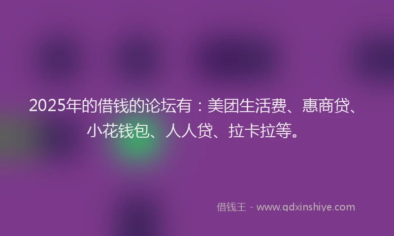 2025年的借钱的论坛有：美团生活费、惠商贷、小花钱包、人人贷、拉卡拉等。