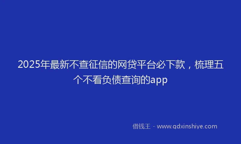 2025年最新不查征信的网贷平台必下款，梳理五个不看负债查询的app