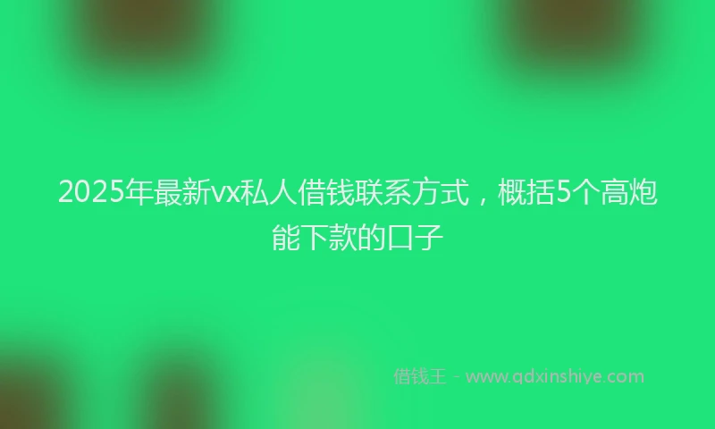 2025年最新vx私人借钱联系方式，概括5个高炮能下款的口子