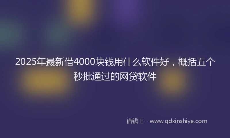 2025年最新借4000块钱用什么软件好，概括五个秒批通过的网贷软件