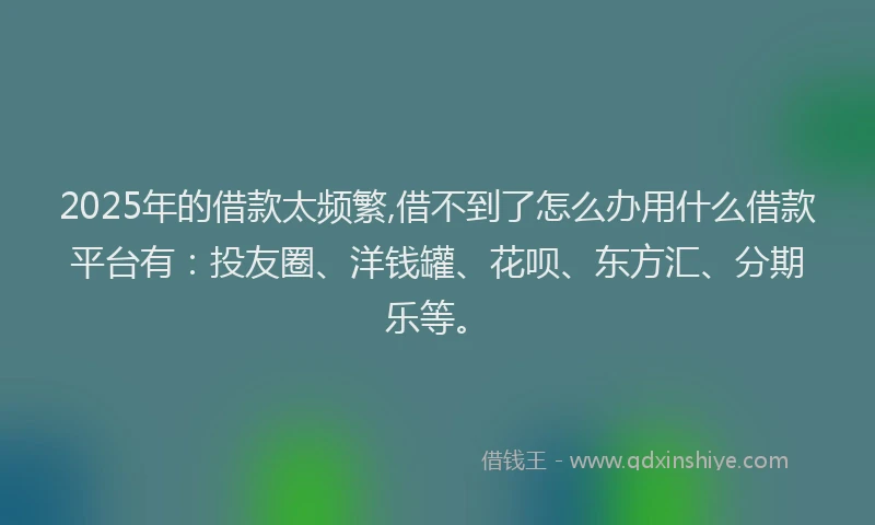 2025年的借款太频繁,借不到了怎么办用什么借款平台有：投友圈、洋钱罐、花呗、东方汇、分期乐等。