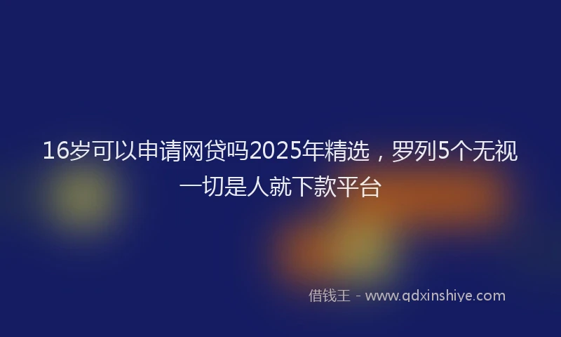 16岁可以申请网贷吗2025年精选，罗列5个无视一切是人就下款平台