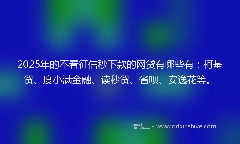2025年的不看征信秒下款的网贷有哪些有：柯基贷、度小满金融、读秒贷、省呗、安逸花等。