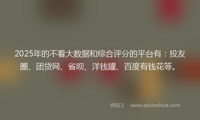 2025年的不看大数据和综合评分的平台有：投友圈、团贷网、省呗、洋钱罐、百度有钱花等。