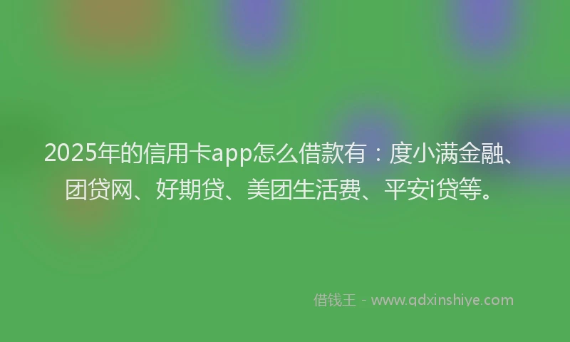 2025年的信用卡app怎么借款有：度小满金融、团贷网、好期贷、美团生活费、平安i贷等。