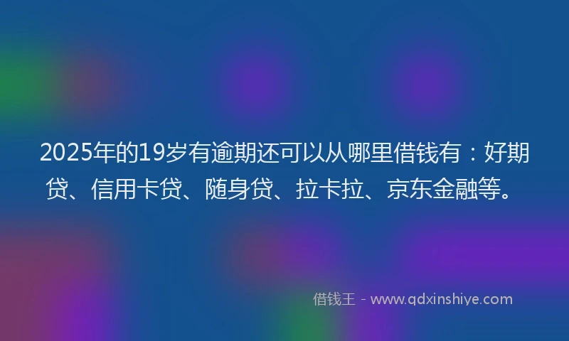 2025年的19岁有逾期还可以从哪里借钱有：好期贷、信用卡贷、随身贷、拉卡拉、京东金融等。
