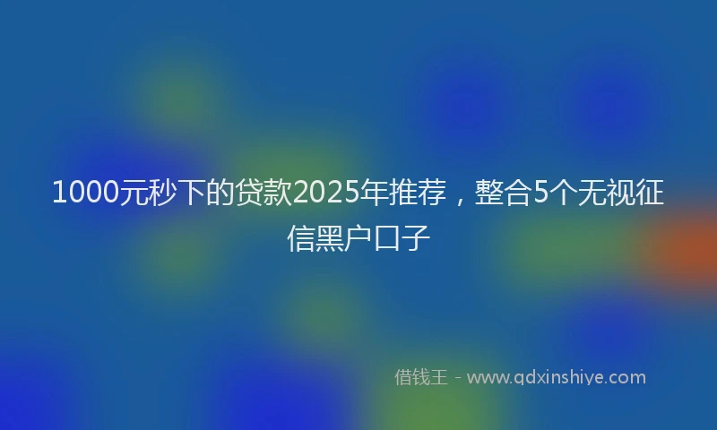 1000元秒下的贷款2025年推荐，整合5个无视征信黑户口子