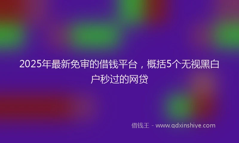 2025年最新免审的借钱平台，概括5个无视黑白户秒过的网贷