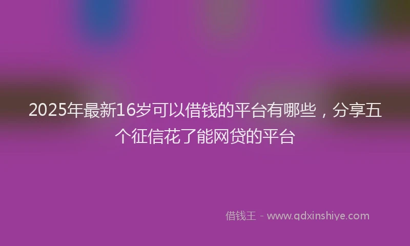2025年最新16岁可以借钱的平台有哪些，分享五个征信花了能网贷的平台