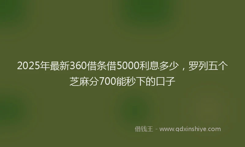 2025年最新360借条借5000利息多少，罗列五个芝麻分700能秒下的口子