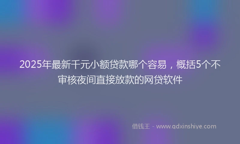 2025年最新千元小额贷款哪个容易，概括5个不审核夜间直接放款的网贷软件