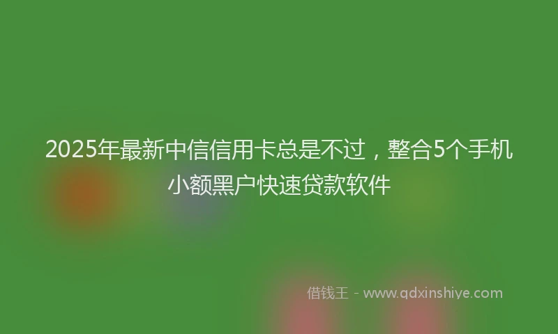 2025年最新中信信用卡总是不过，整合5个手机小额黑户快速贷款软件
