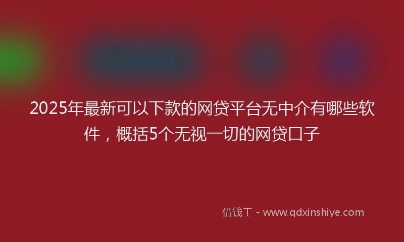 2025年最新可以下款的网贷平台无中介有哪些软件，概括5个无视一切的网贷口子