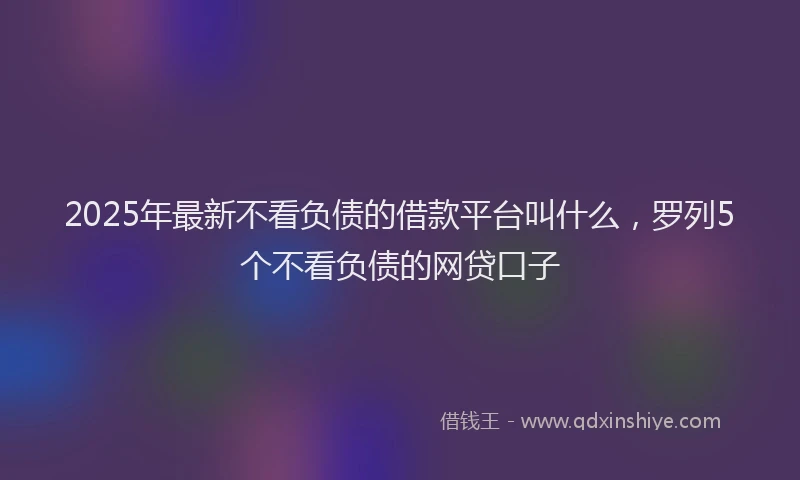 2025年最新不看负债的借款平台叫什么，罗列5个不看负债的网贷口子