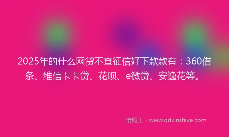 2025年的什么网贷不查征信好下款款有：360借条、维信卡卡贷、花呗、e微贷、安逸花等。