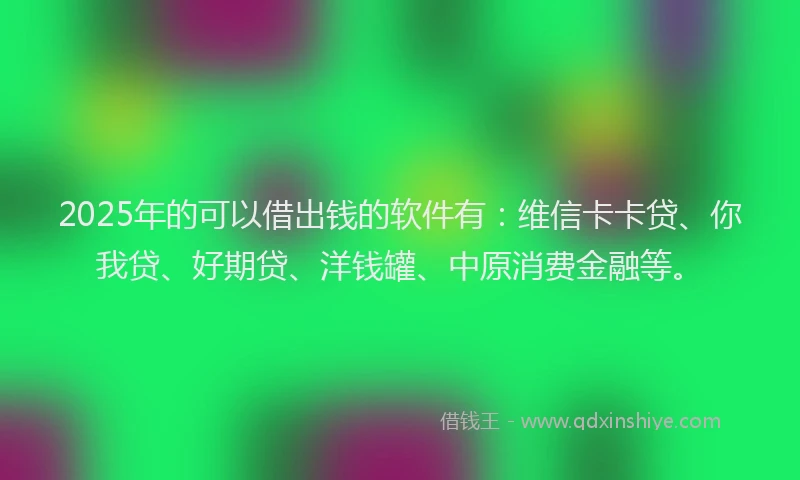 2025年的可以借出钱的软件有：维信卡卡贷、你我贷、好期贷、洋钱罐、中原消费金融等。