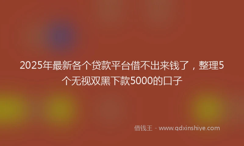2025年最新各个贷款平台借不出来钱了，整理5个无视双黑下款5000的口子