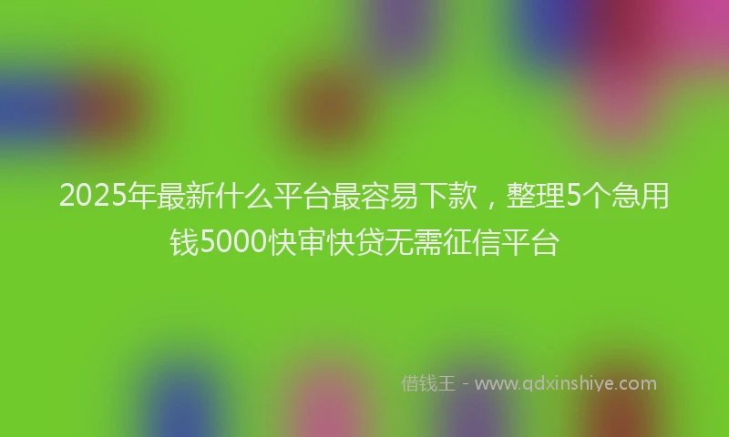 2025年最新什么平台最容易下款，整理5个急用钱5000快审快贷无需征信平台