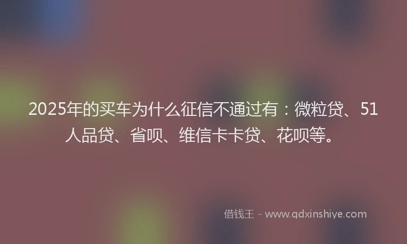 2025年的买车为什么征信不通过有：微粒贷、51人品贷、省呗、维信卡卡贷、花呗等。