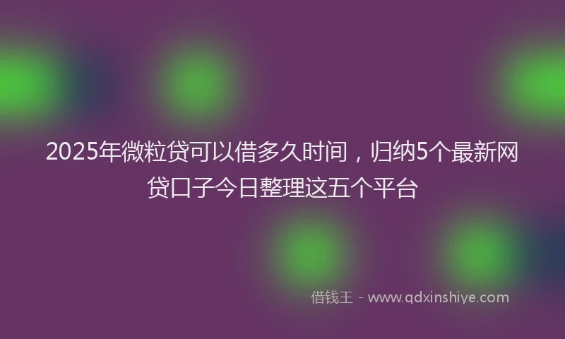 2025年微粒贷可以借多久时间，归纳5个最新网贷口子今日整理这五个平台