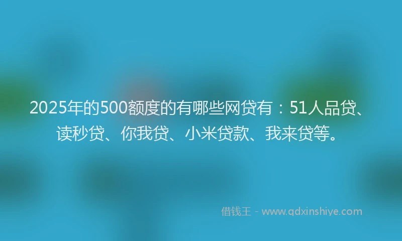 2025年的500额度的有哪些网贷有：51人品贷、读秒贷、你我贷、小米贷款、我来贷等。