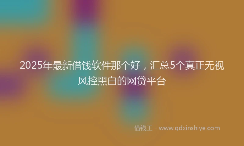 2025年最新借钱软件那个好，汇总5个真正无视风控黑白的网贷平台