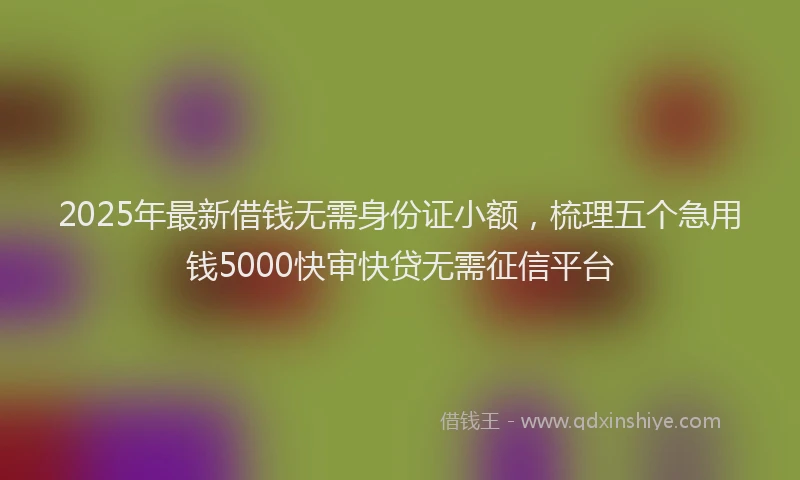 2025年最新借钱无需身份证小额，梳理五个急用钱5000快审快贷无需征信平台