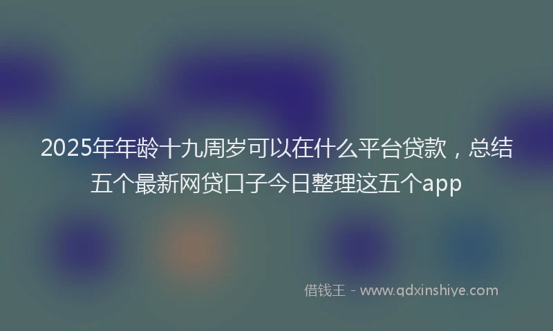 2025年年龄十九周岁可以在什么平台贷款，总结五个最新网贷口子今日整理这五个app