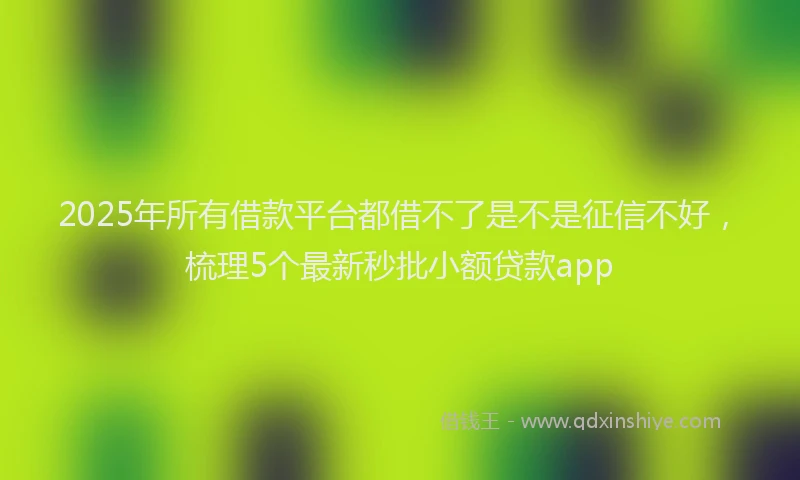 2025年所有借款平台都借不了是不是征信不好，梳理5个最新秒批小额贷款app