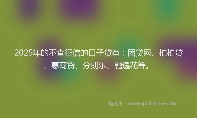 2025年的不查征信的口子贷有：团贷网、拍拍贷、惠商贷、分期乐、融逸花等。