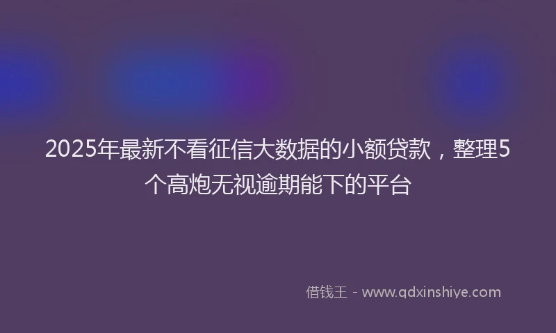2025年最新不看征信大数据的小额贷款，整理5个高炮无视逾期能下的平台