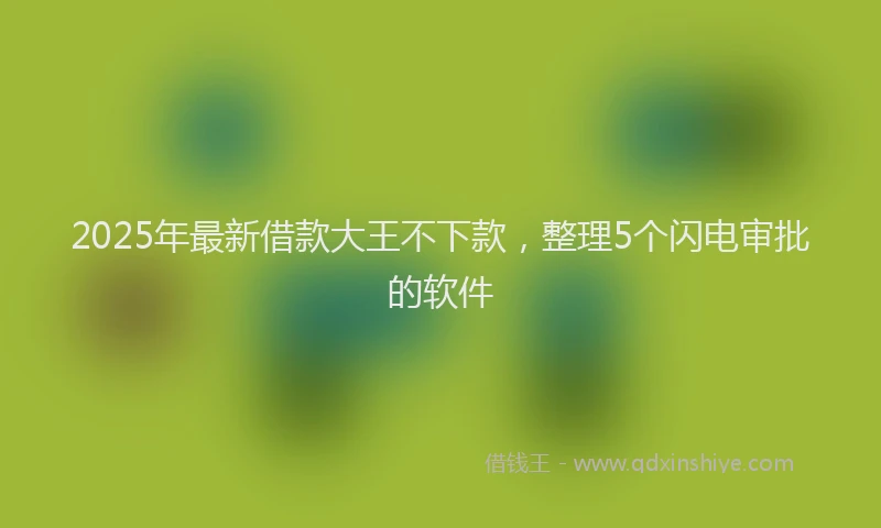 2025年最新借款大王不下款，整理5个闪电审批的软件