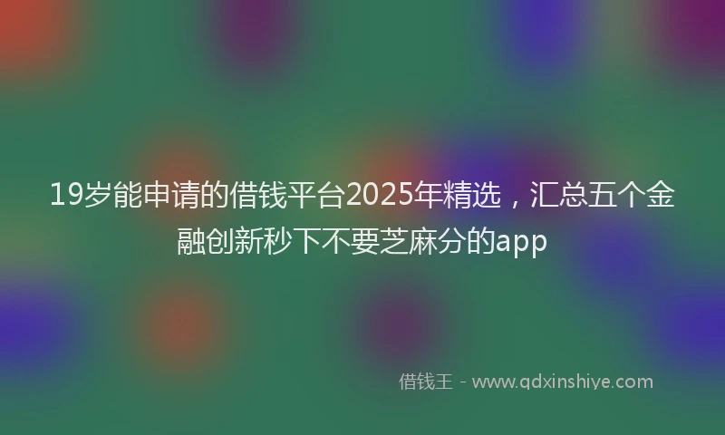 19岁能申请的借钱平台2025年精选，汇总五个金融创新秒下不要芝麻分的app