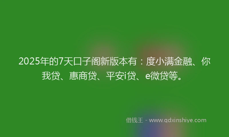 2025年的7天口子阁新版本有：度小满金融、你我贷、惠商贷、平安i贷、e微贷等。
