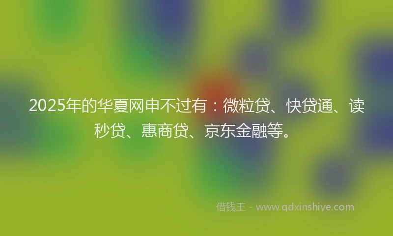 2025年的华夏网申不过有：微粒贷、快贷通、读秒贷、惠商贷、京东金融等。