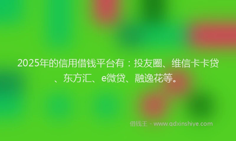 2025年的信用借钱平台有：投友圈、维信卡卡贷、东方汇、e微贷、融逸花等。
