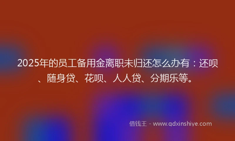 2025年的员工备用金离职未归还怎么办有：还呗、随身贷、花呗、人人贷、分期乐等。