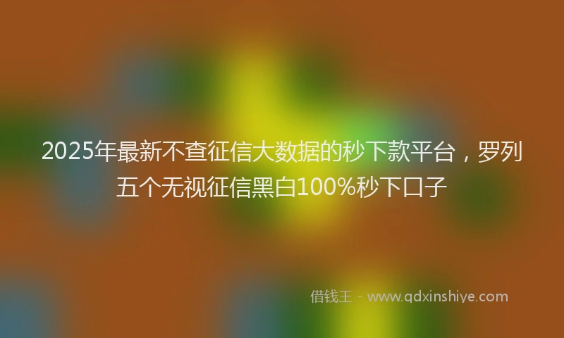2025年最新不查征信大数据的秒下款平台，罗列五个无视征信黑白100%秒下口子