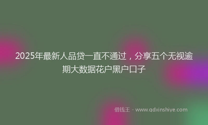 2025年最新人品贷一直不通过，分享五个无视逾期大数据花户黑户口子
