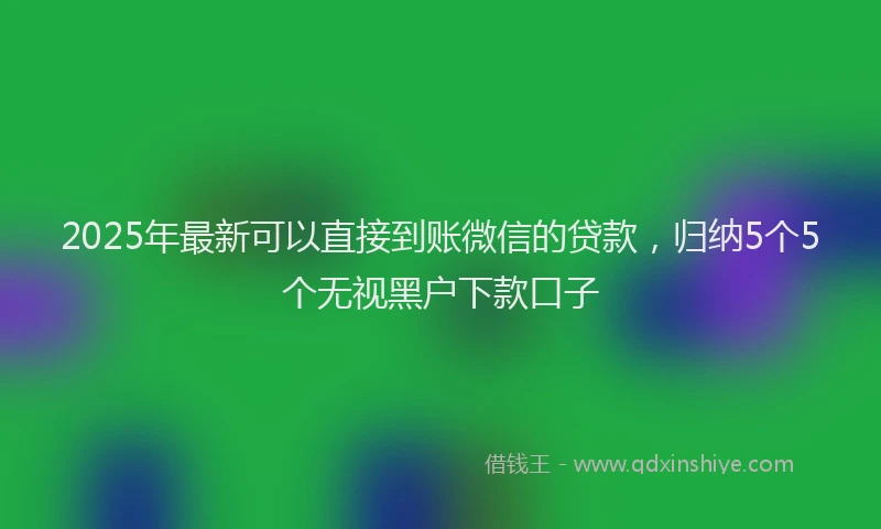 2025年最新可以直接到账微信的贷款，归纳5个5个无视黑户下款口子