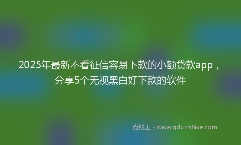 2025年最新不看征信容易下款的小额贷款app，分享5个无视黑白好下款的软件