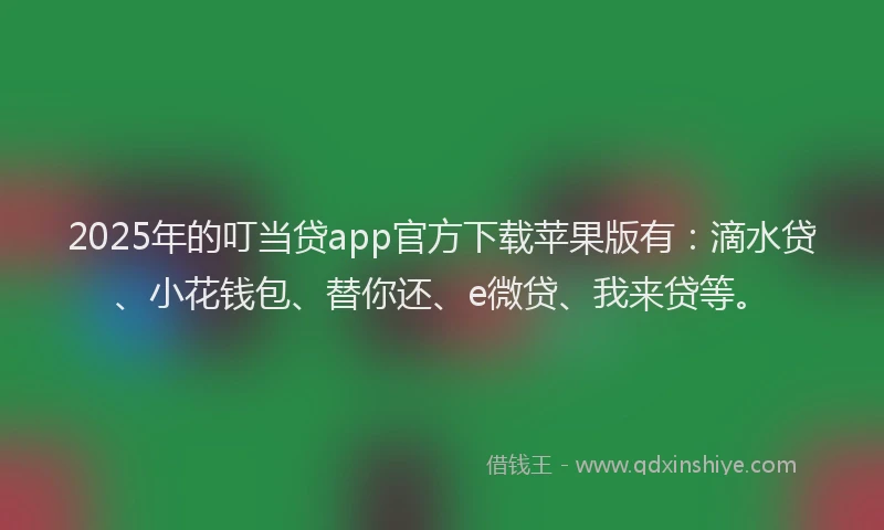 2025年的叮当贷app官方下载苹果版有：滴水贷、小花钱包、替你还、e微贷、我来贷等。