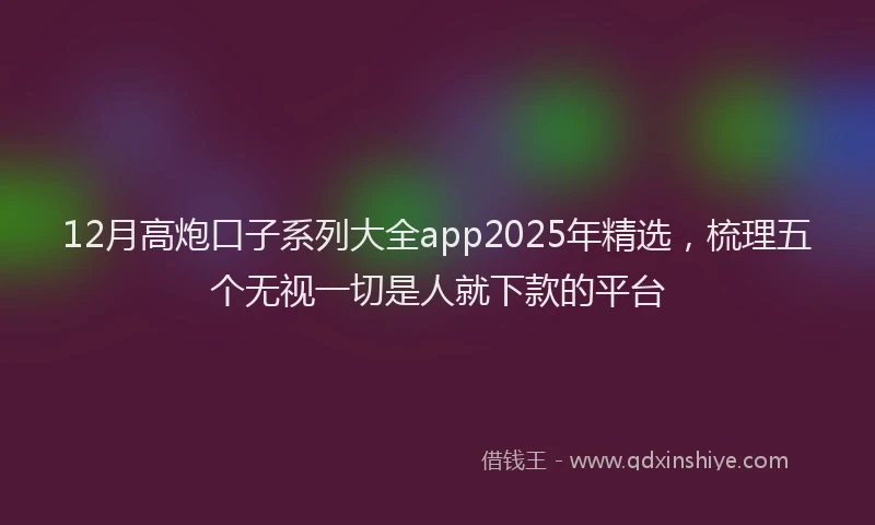 12月高炮口子系列大全app2025年精选，梳理五个无视一切是人就下款的平台