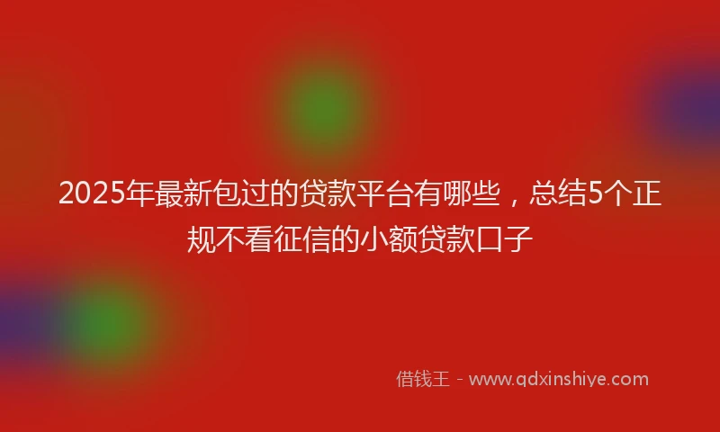 2025年最新包过的贷款平台有哪些，总结5个正规不看征信的小额贷款口子