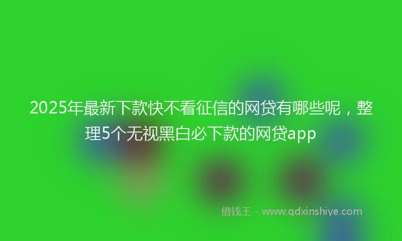 2025年最新下款快不看征信的网贷有哪些呢，整理5个无视黑白必下款的网贷app