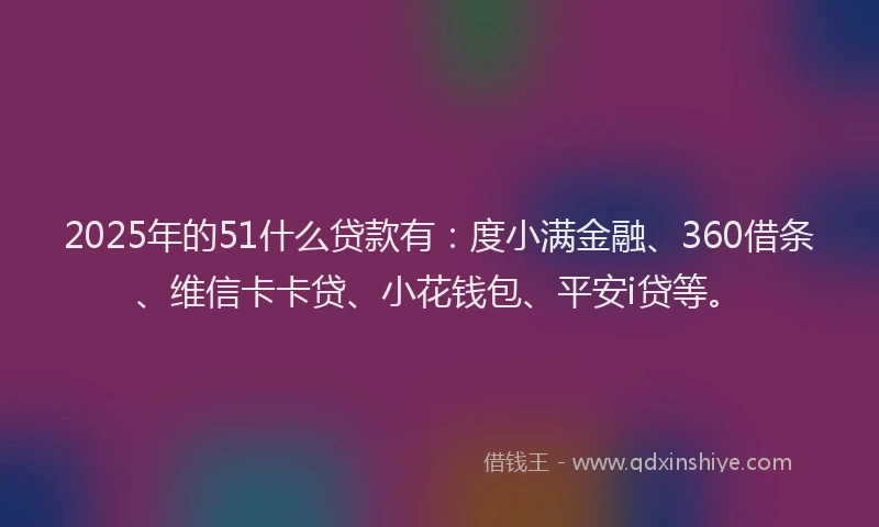 2025年的51什么贷款有：度小满金融、360借条、维信卡卡贷、小花钱包、平安i贷等。