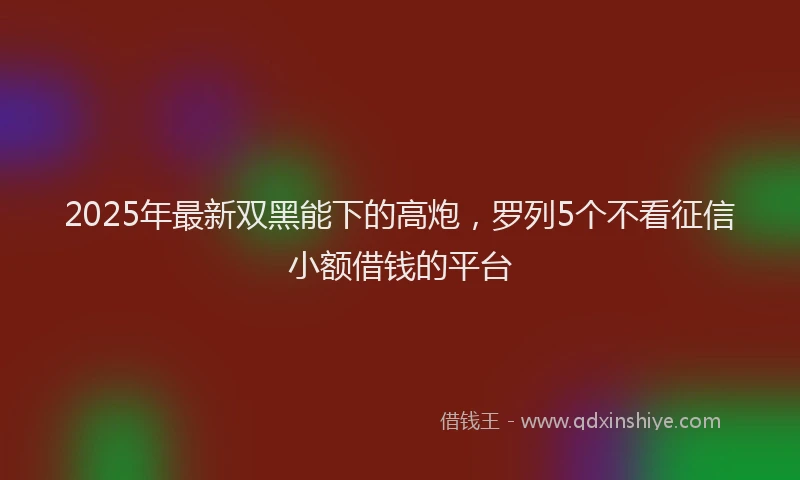 2025年最新双黑能下的高炮，罗列5个不看征信小额借钱的平台