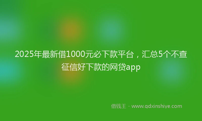 2025年最新借1000元必下款平台，汇总5个不查征信好下款的网贷app