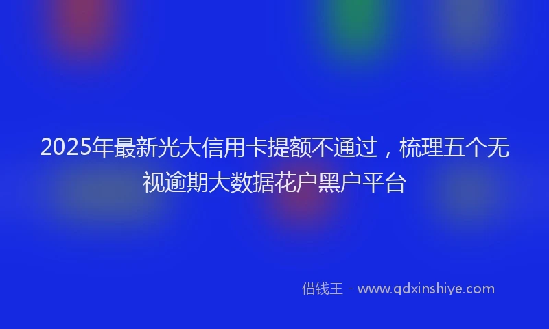 2025年最新光大信用卡提额不通过，梳理五个无视逾期大数据花户黑户平台